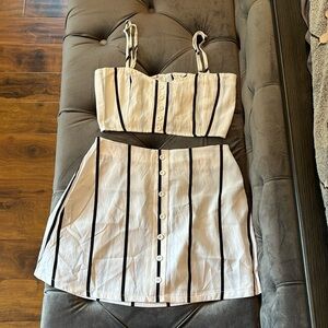 black/white striped skirt set! size: woman’s M